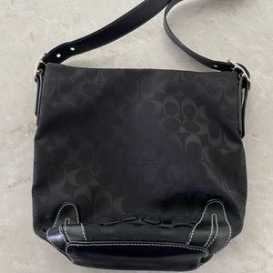 Coach Bucket Bag/Black Signature Canvas